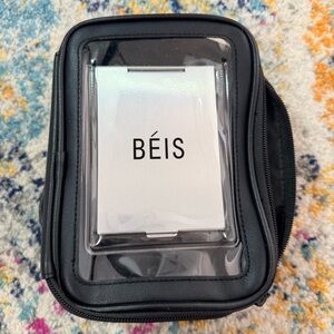 BÉIS Black Travel Organizer Double Compartment with included Mirror